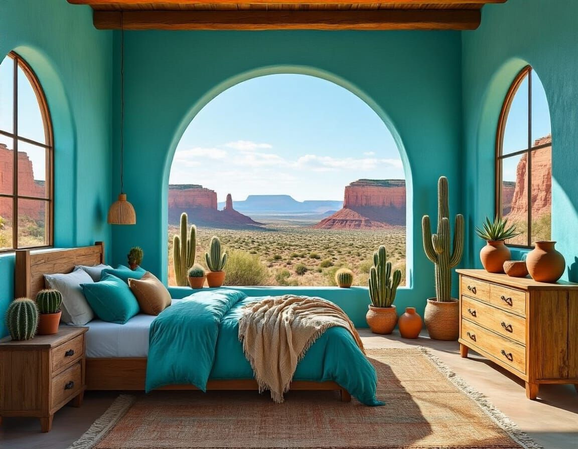 Sunlit Desert Bedroom with Southwestern Views