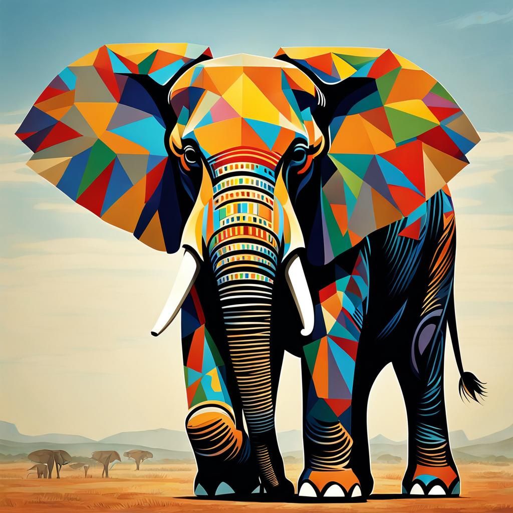 Elephant Divided: Impressionism Meets Cubism in AI Art