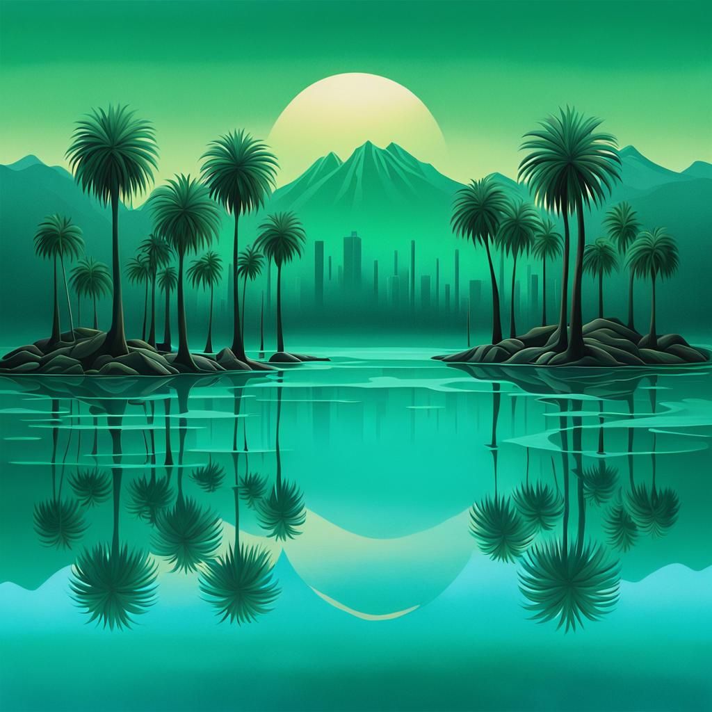 Monochromatic Palm Trees in Surreal Landscape