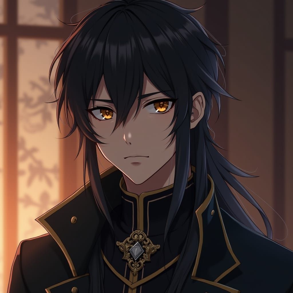 Handsome Nobleman with Golden Eyes in Anime Style