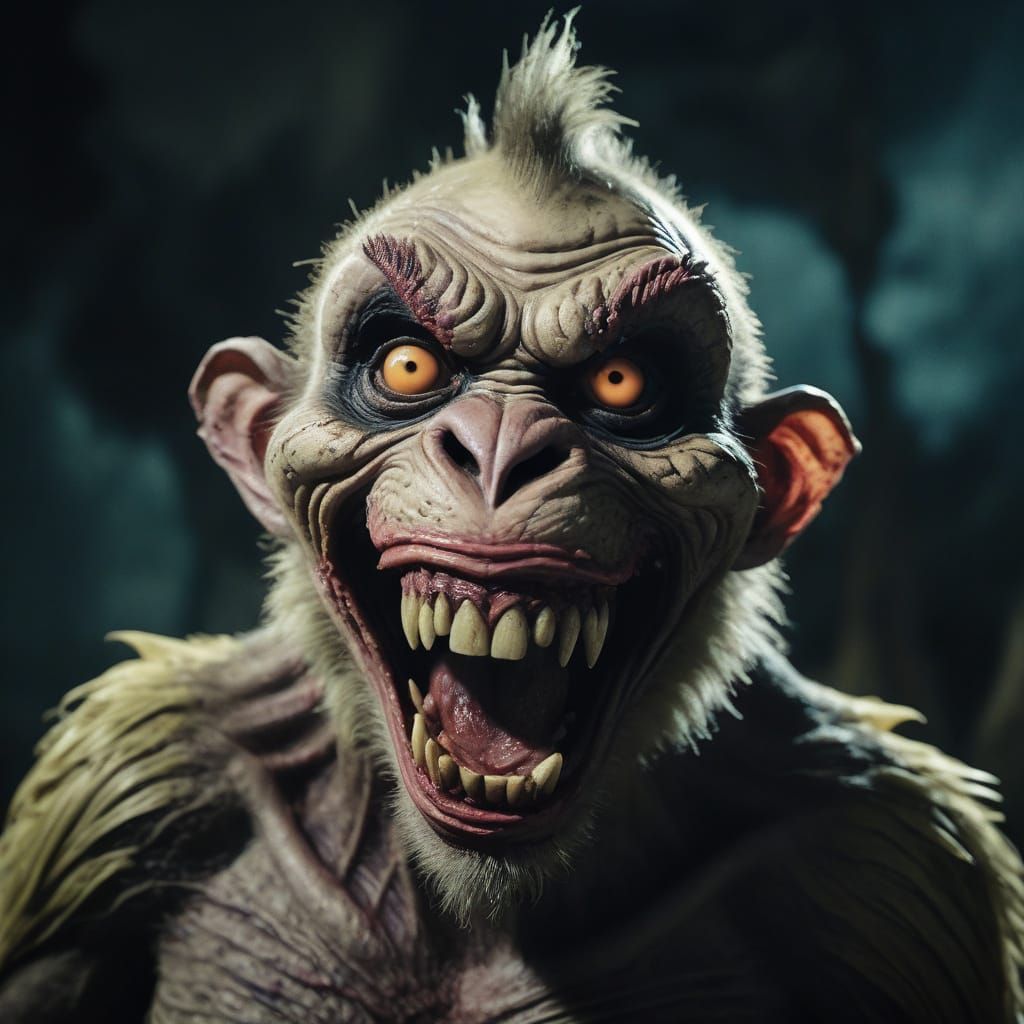 Zombie Monkey Monster Clown Hybrid Creature Film Still
