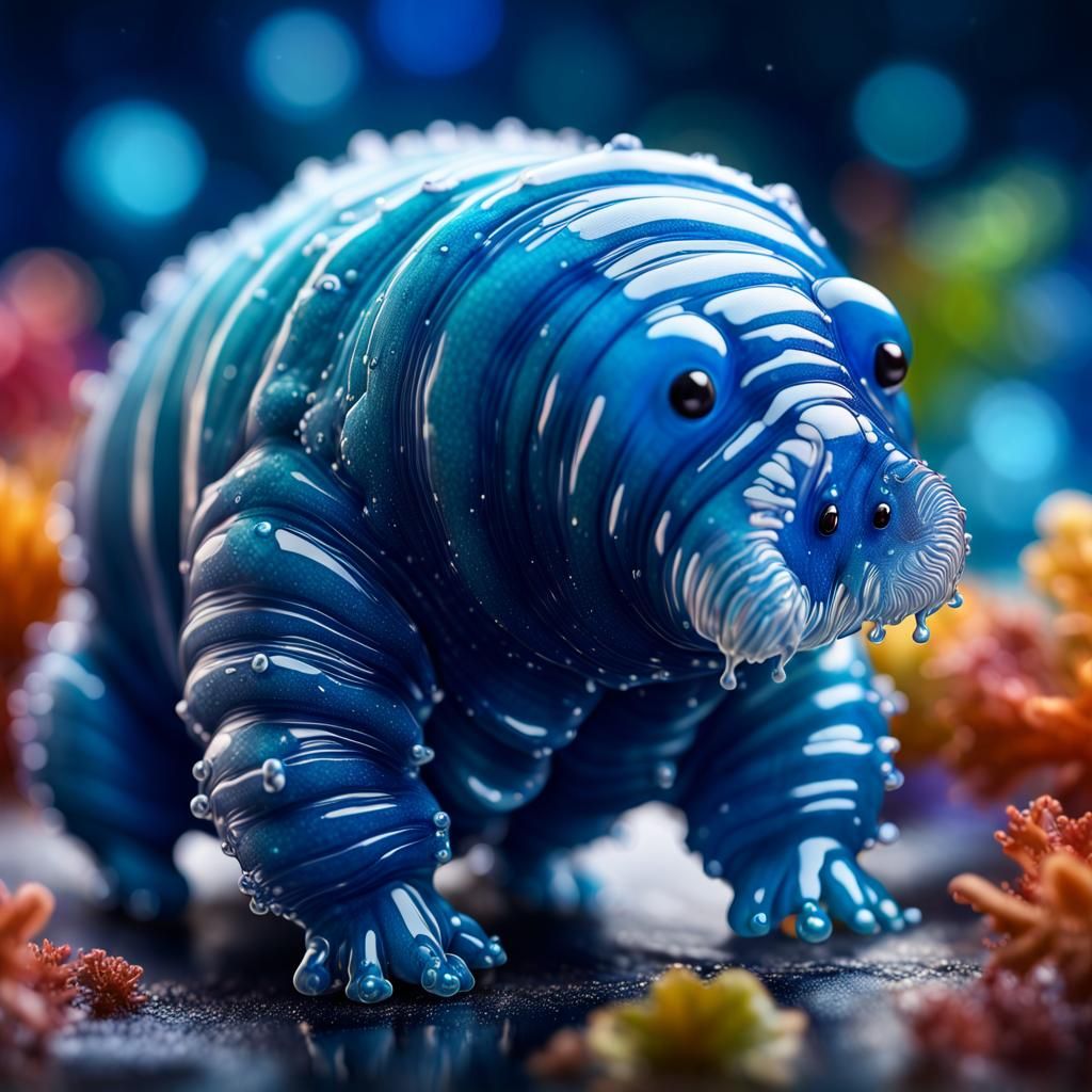 Whimsical Blue Tardigrade in Detailed 3D Render