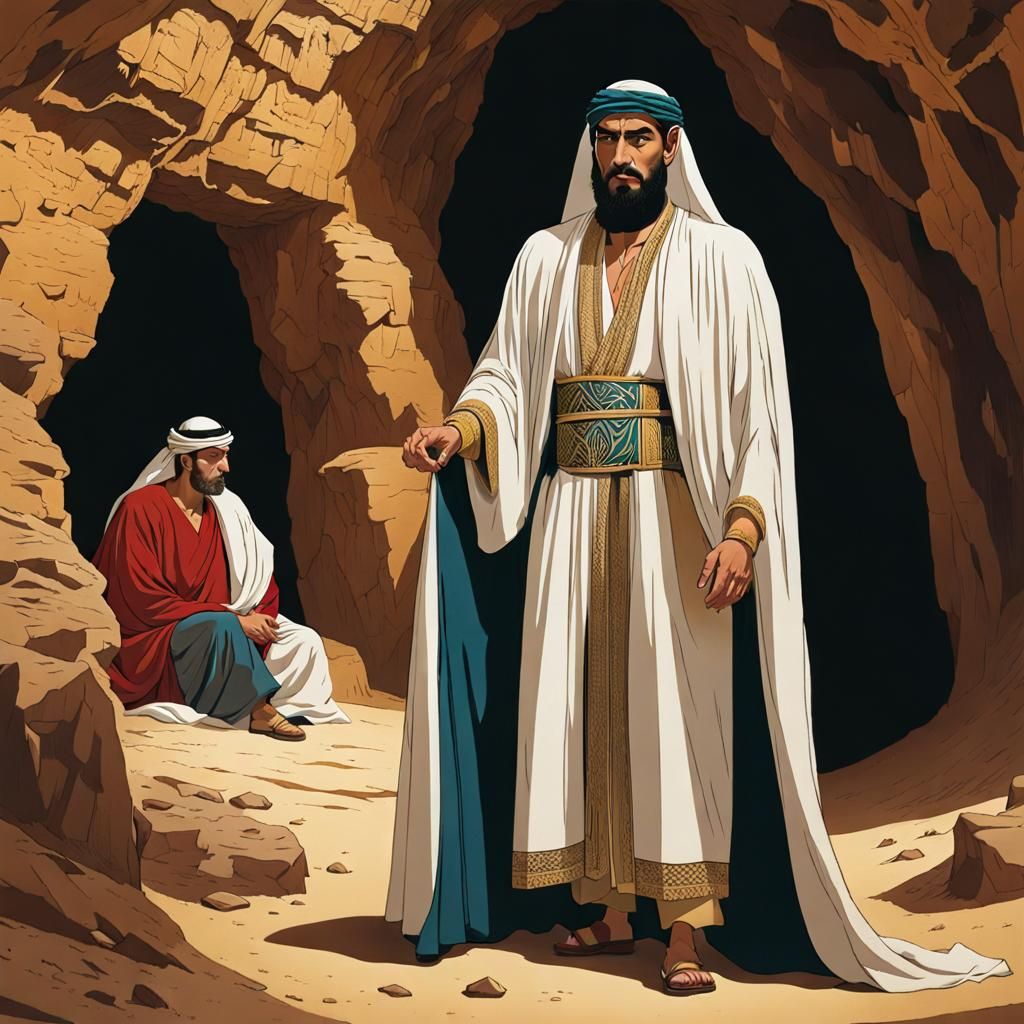 Cave Encounter: Man and Middle Eastern King