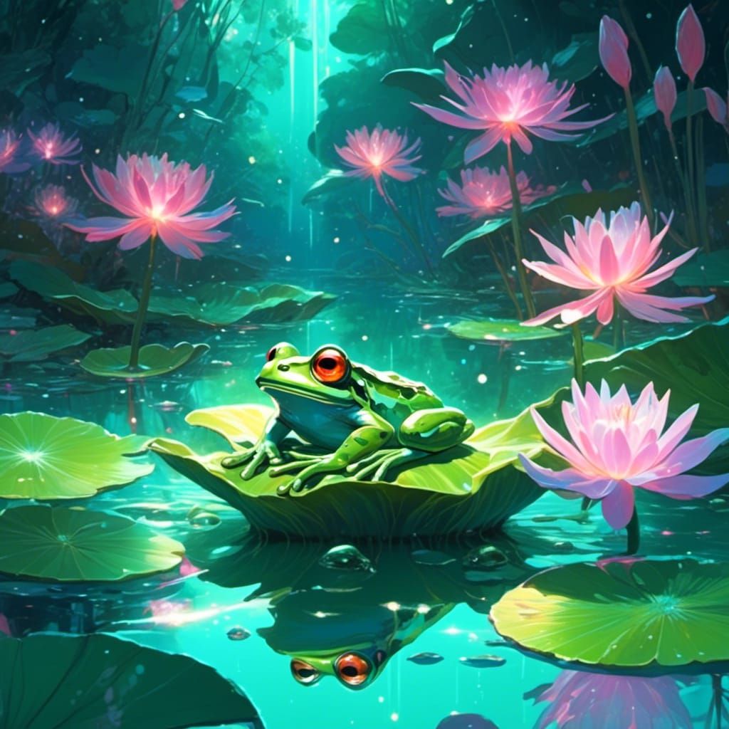 Sparkling Frog Portrait in Anime Style