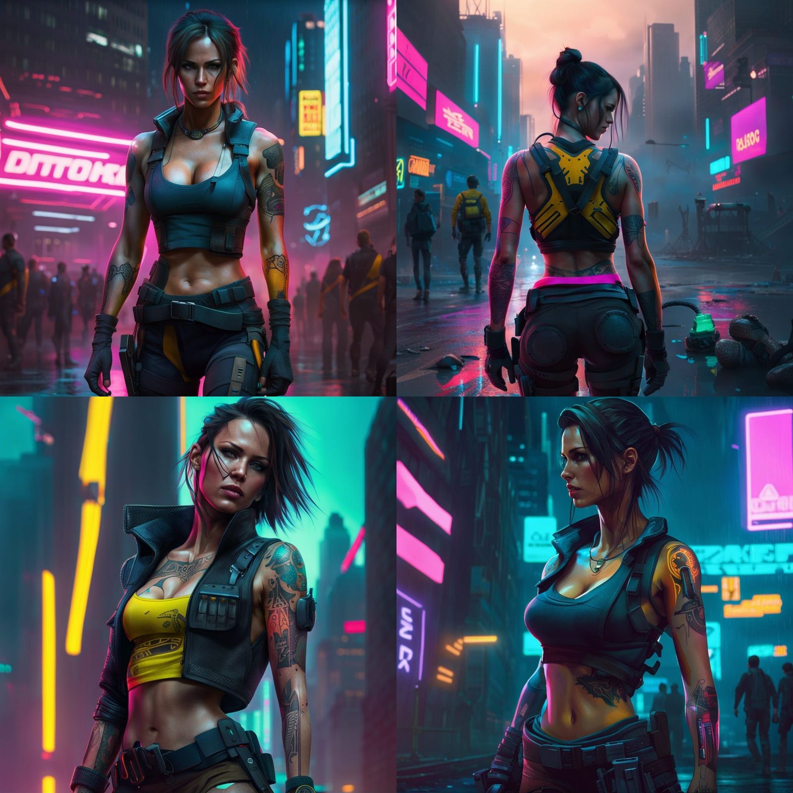 Lara Croft in Cyberpunk 2099 Cityscape