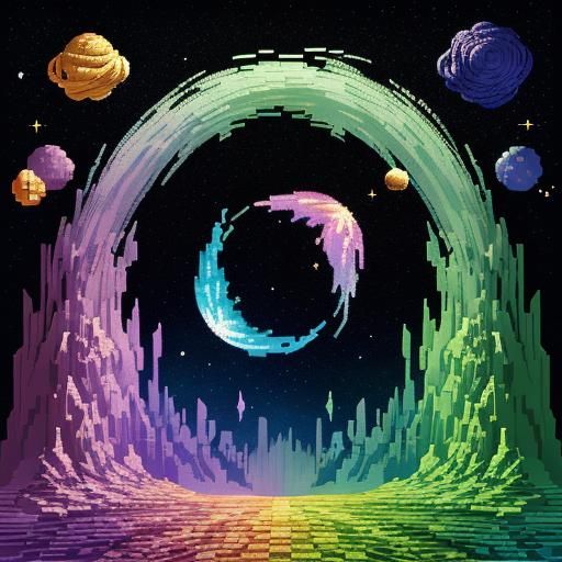 Rabbit and Cabbage in Space: Pixel Art Dreamscape