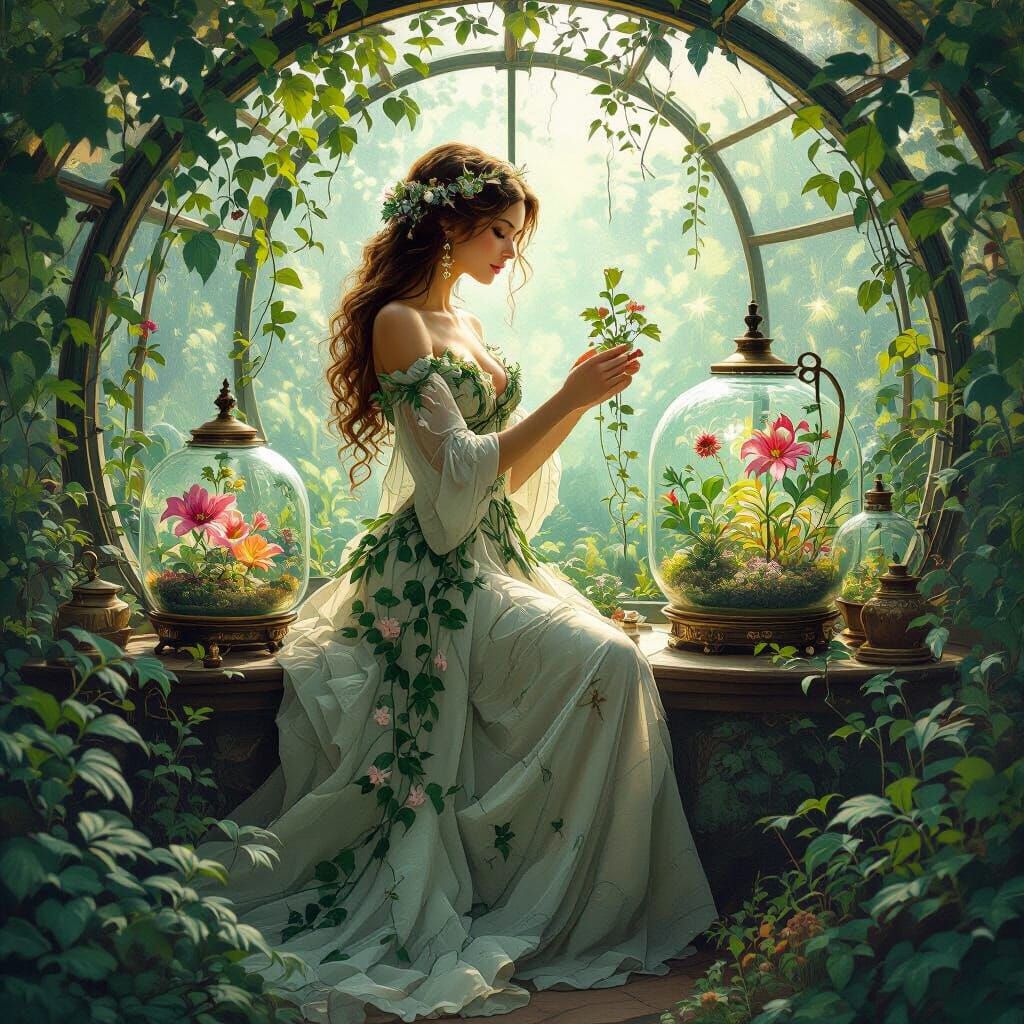 Celestial Botanist Cultivating Exotic Flora