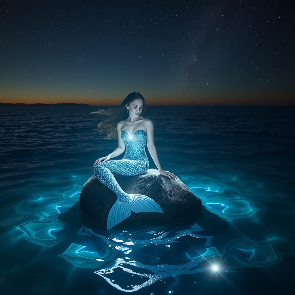 Enchanting Mermaid Illuminated by Ethereal White Light
