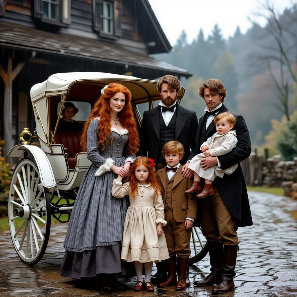 Victorian Family Bids Farewell in Vintage Carriage