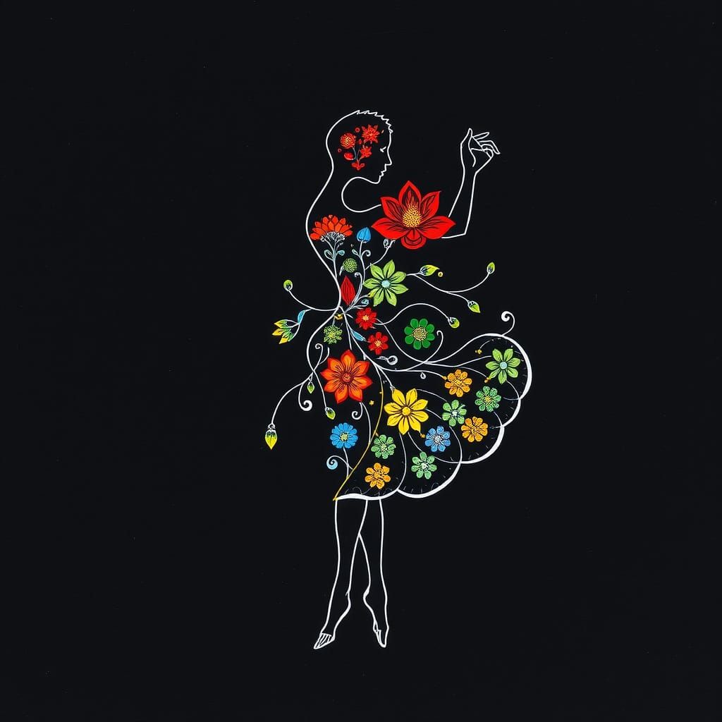 Organic Floral Fractal in Pyrographic Pointillist Style