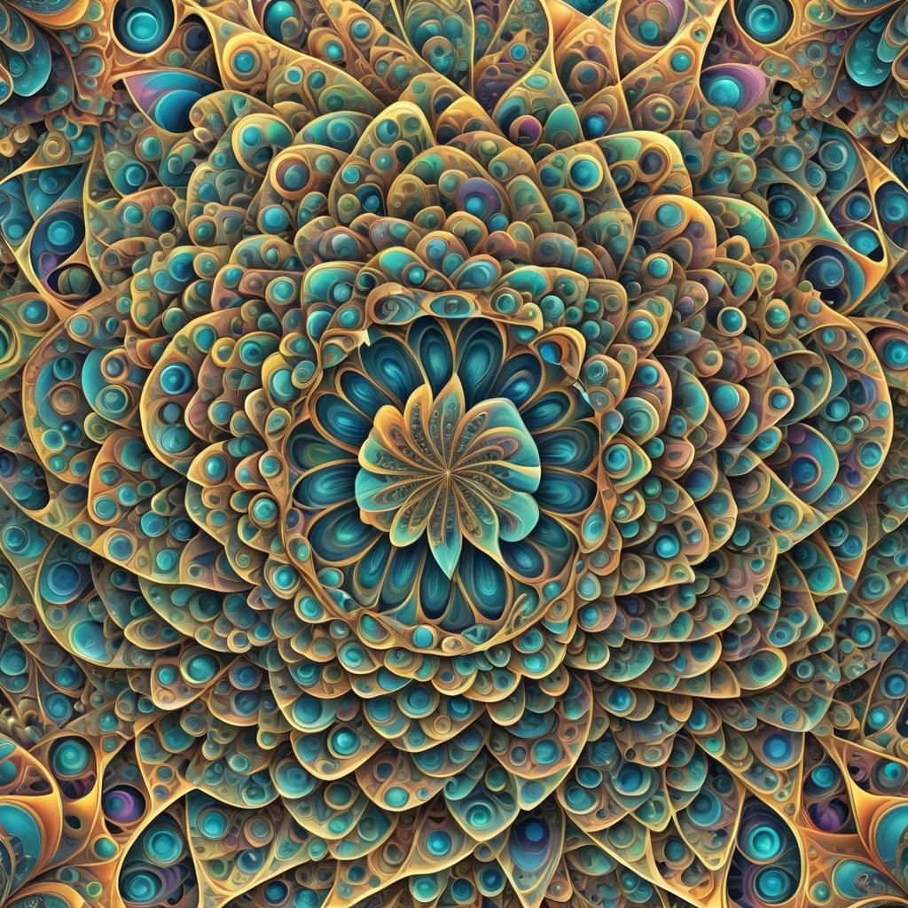 Intricate Fractal Art with 3D Shading and Pastel Colors