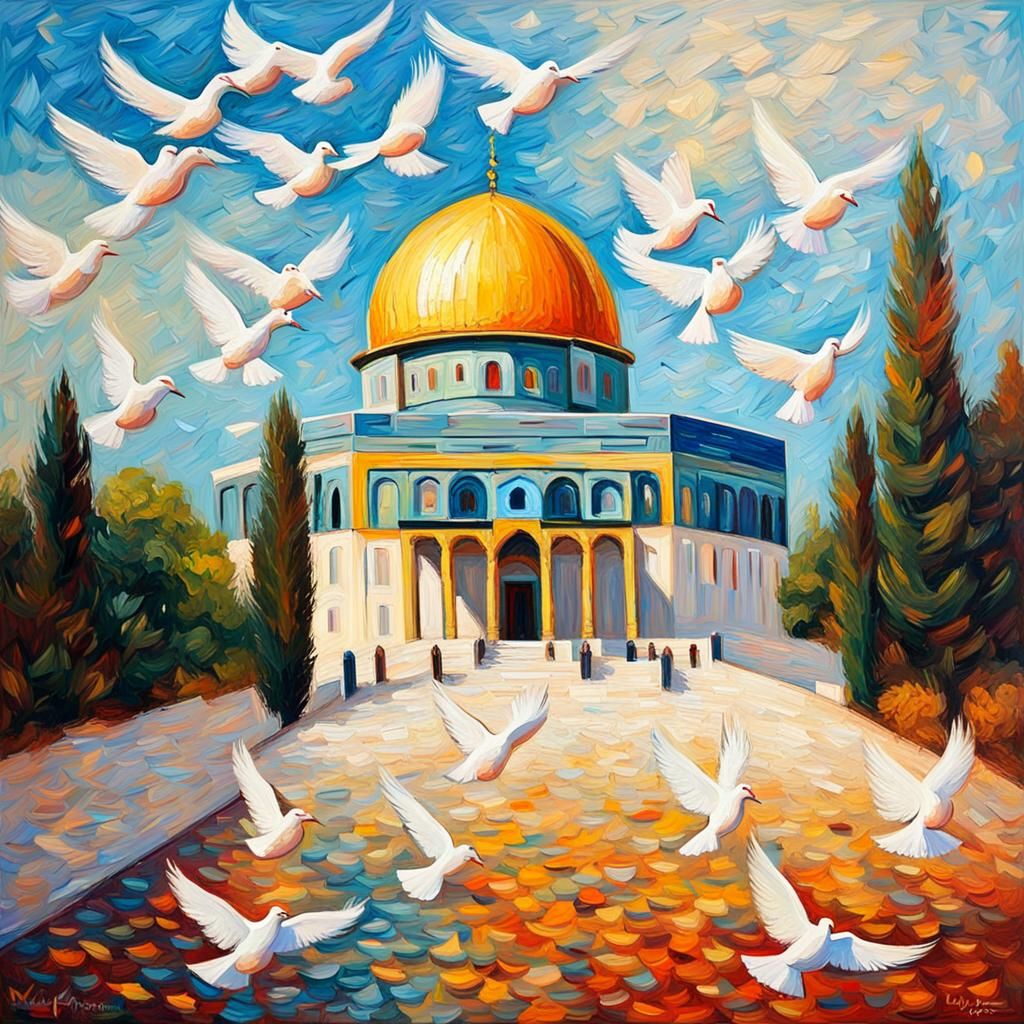 Dome of the Rock in Neo-Impressionist Style