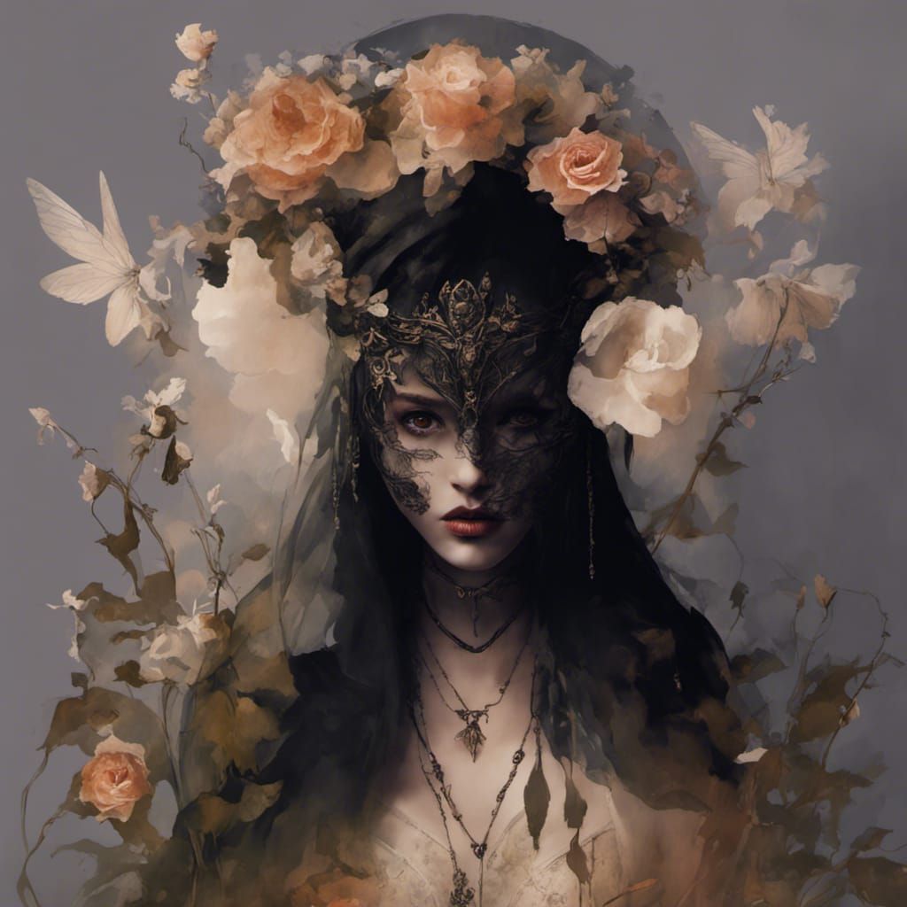 Eerie Fairy Queen in Dark Academia Style