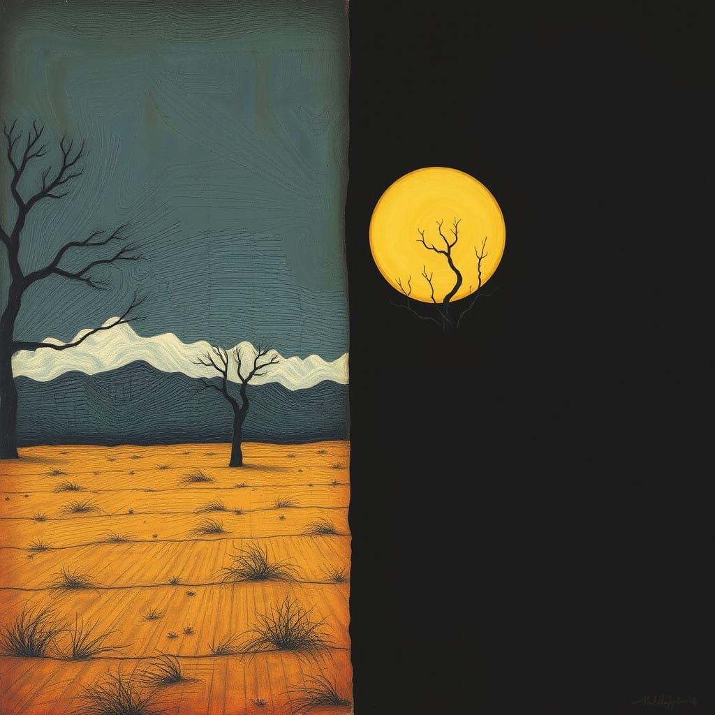 Surrealistic Split: Day and Night Confront Chaos