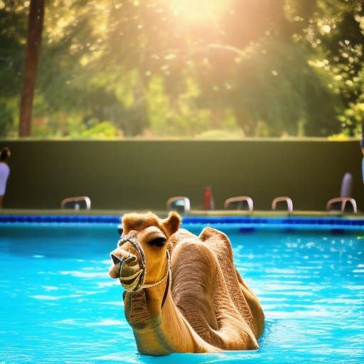camel in the swimming pool