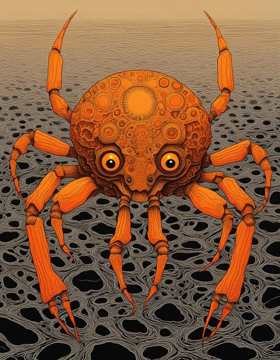 Psychedelic Crab in Neo-Primitivism Style