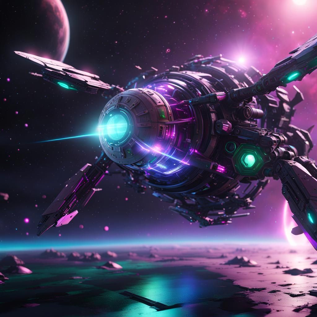 Firefly Spaceship Drifting Near Violet Sun