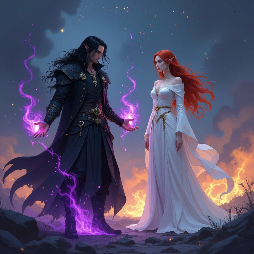 Chaotic Magic Unleashed: Dark Fantasy Warlock Scene