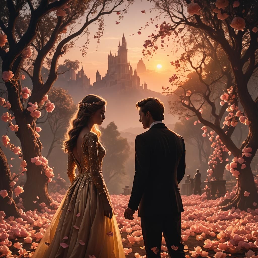 Romantic Sunset Silhouette in Hollywood Style