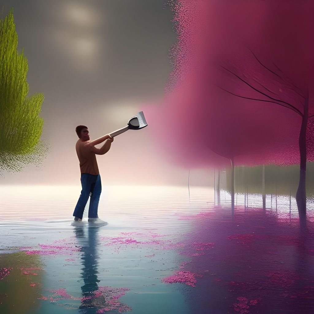 Hyperrealistic Hammer Strike in Fantasy Landscape