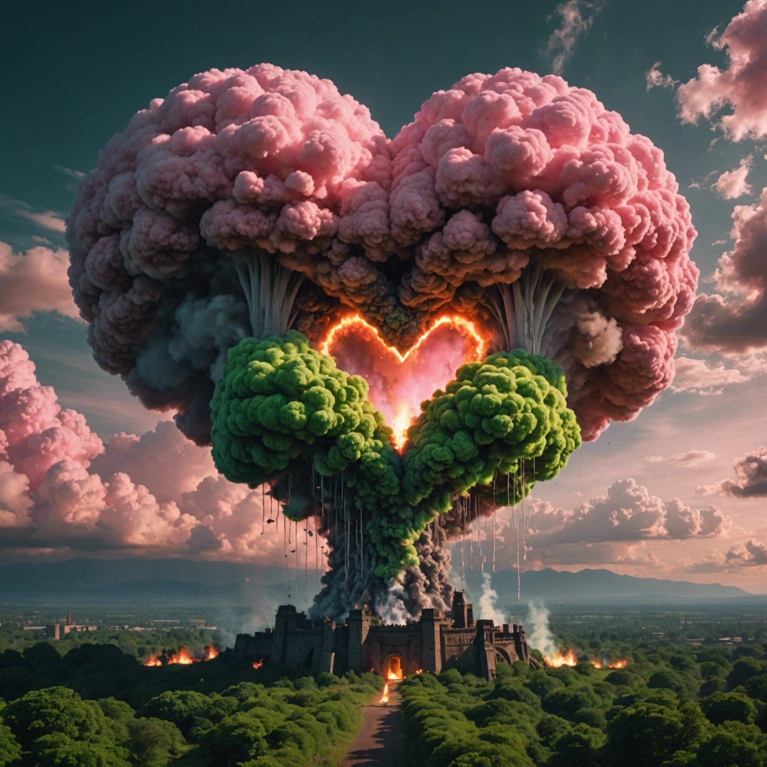 Disconnect: Mushroom Cloud with Love Heart Energy
