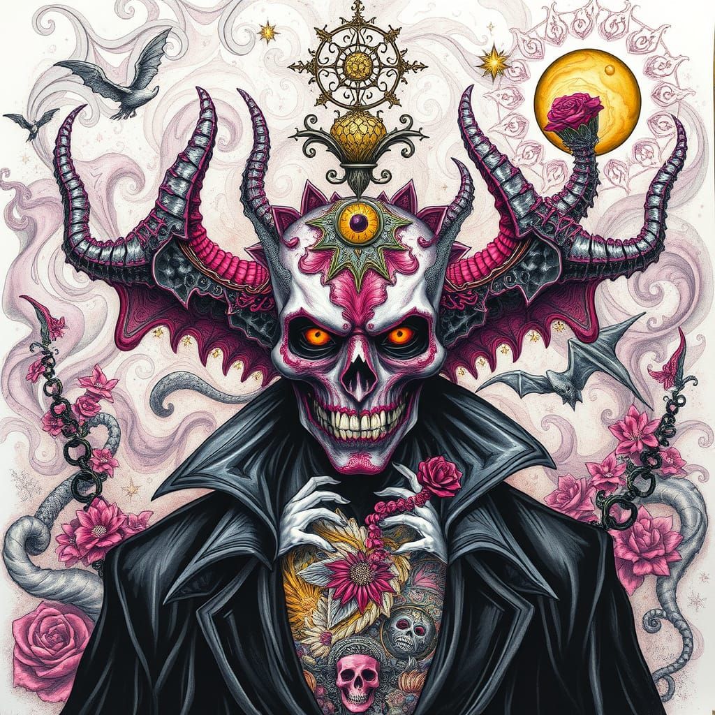 Surreal Dracula Artwork with Dreamlike Patterns