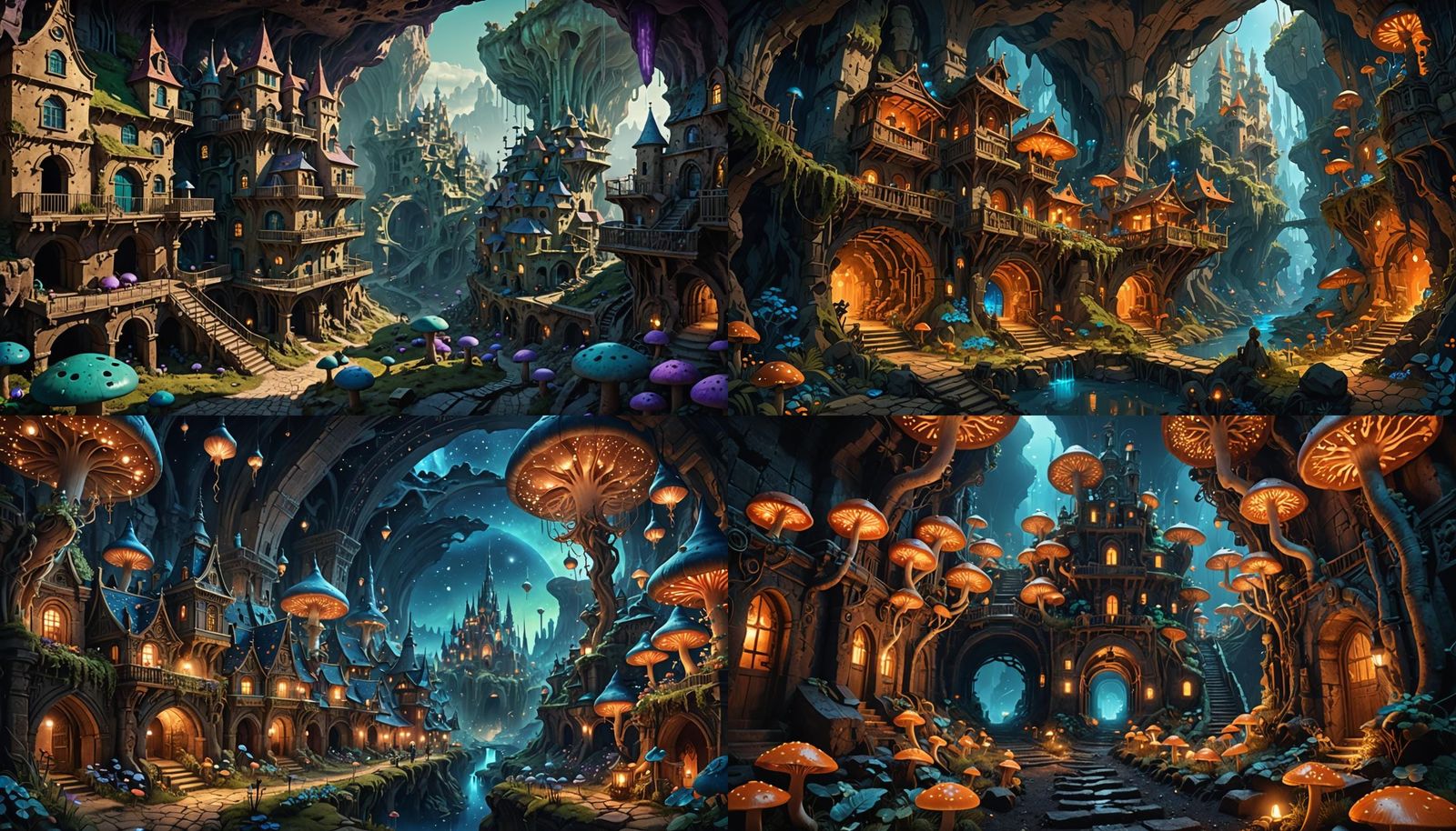 Fantastical Surreal Underground Town Concept Art