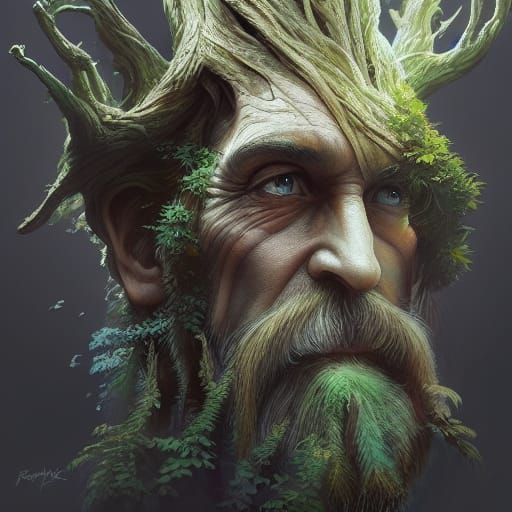 Ent Treebeard Portrait in Hyperdetailed Digital Art