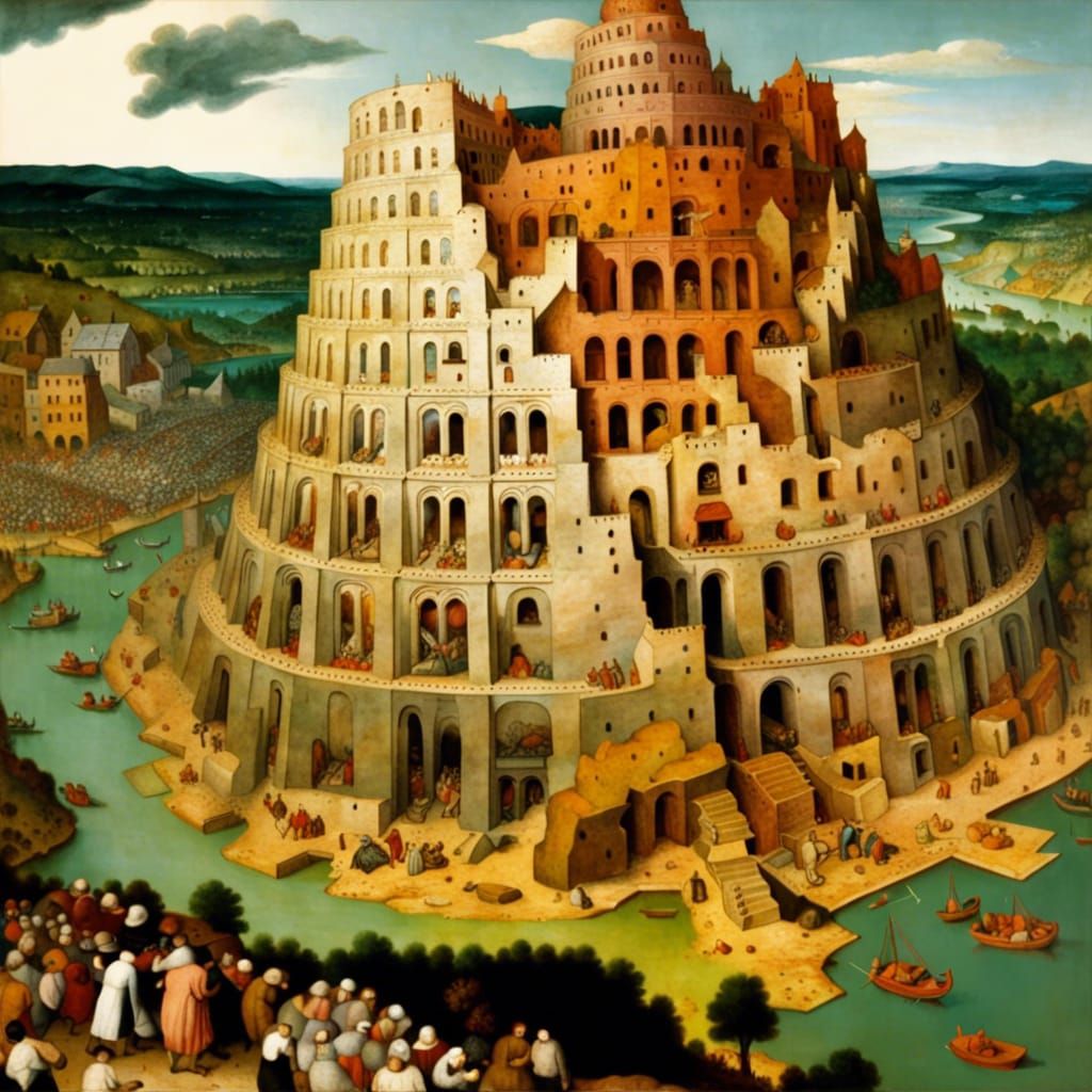 Detailed Tower of Babel in Bruegel Style