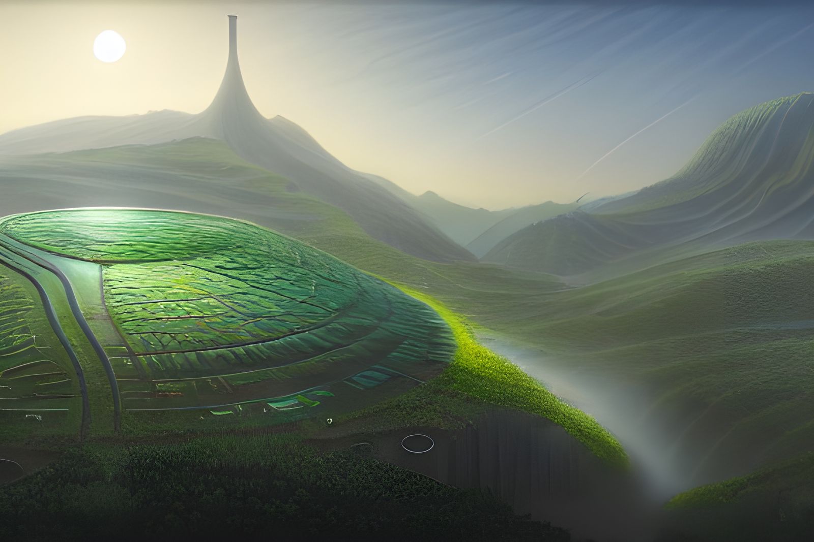 Utopian Solarpunk World with Solar Panels