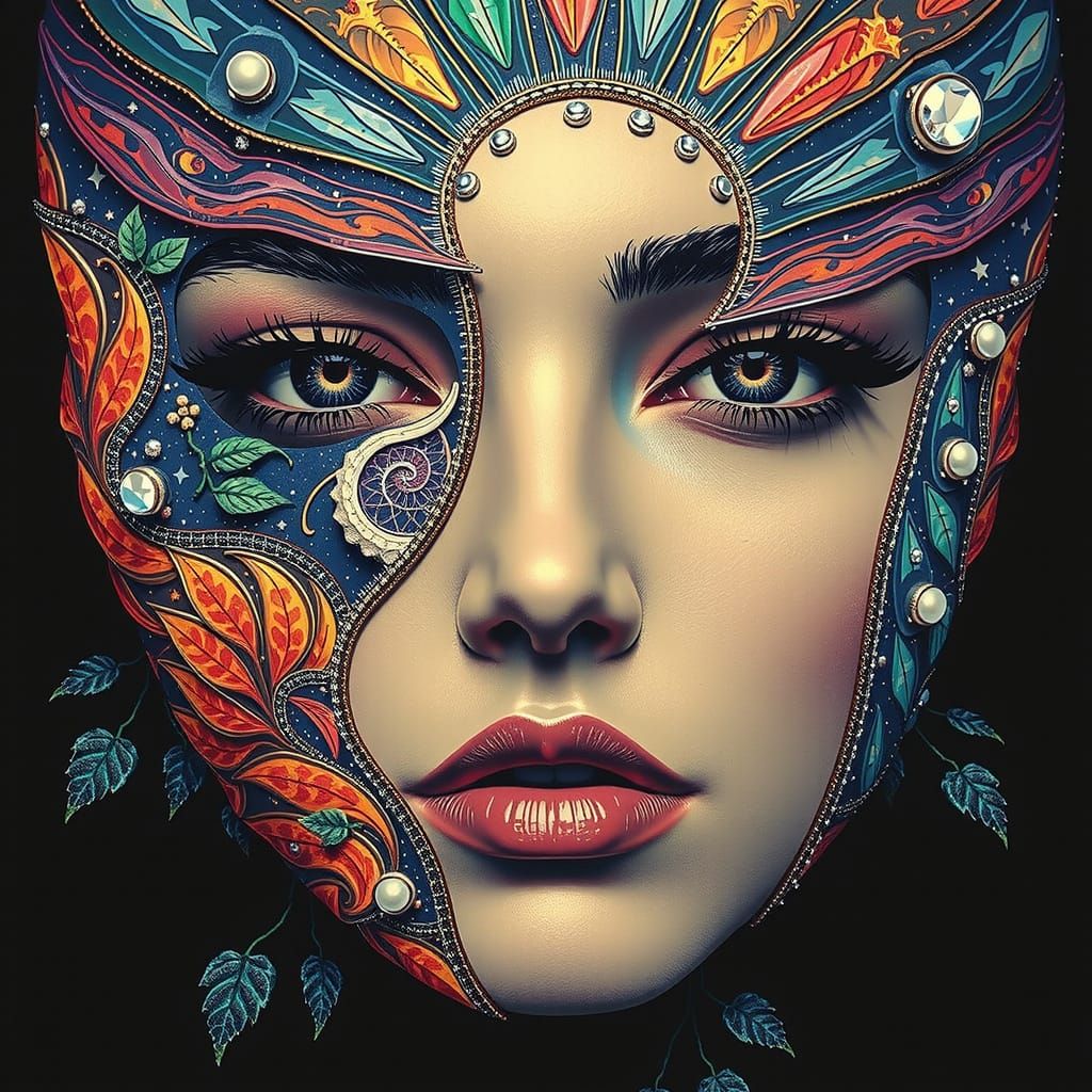 Woman in Starry Night Sky: 3D CGI Art