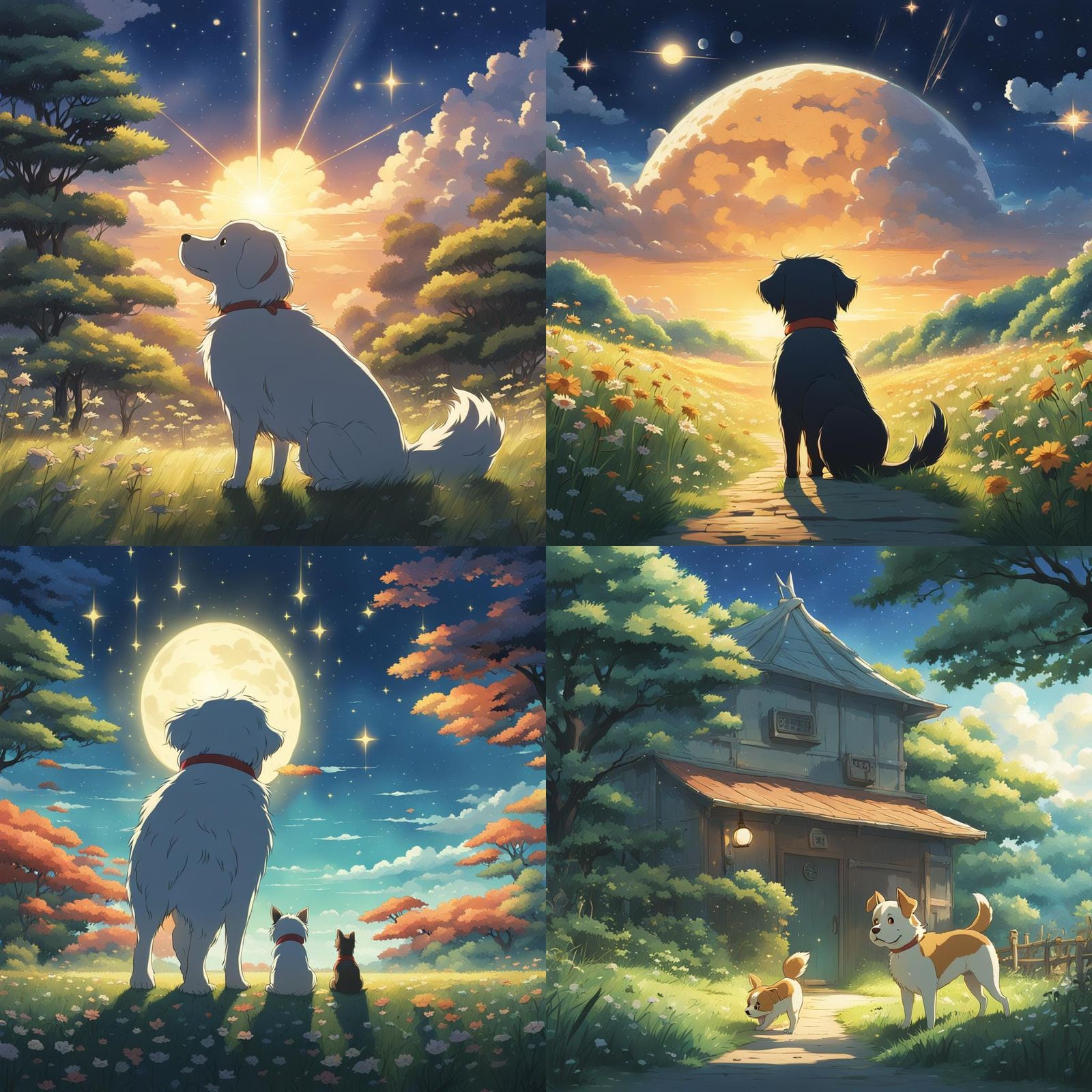 Cute Star Dog in Studio Ghibli Anime Style