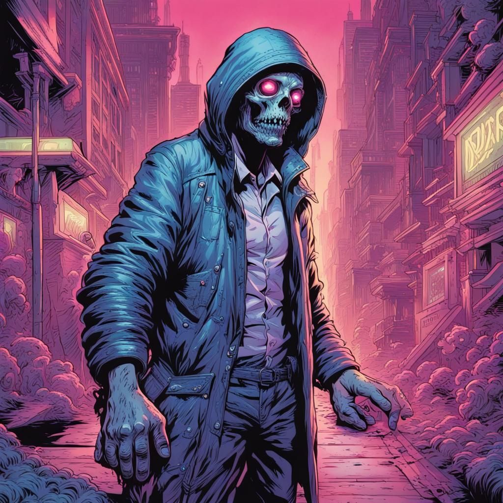 Pastel-Neon Horrors Comic Book Art