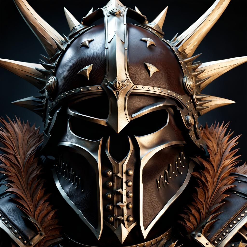 Spiky Bone Battle Helm in Dark Fantasy Style