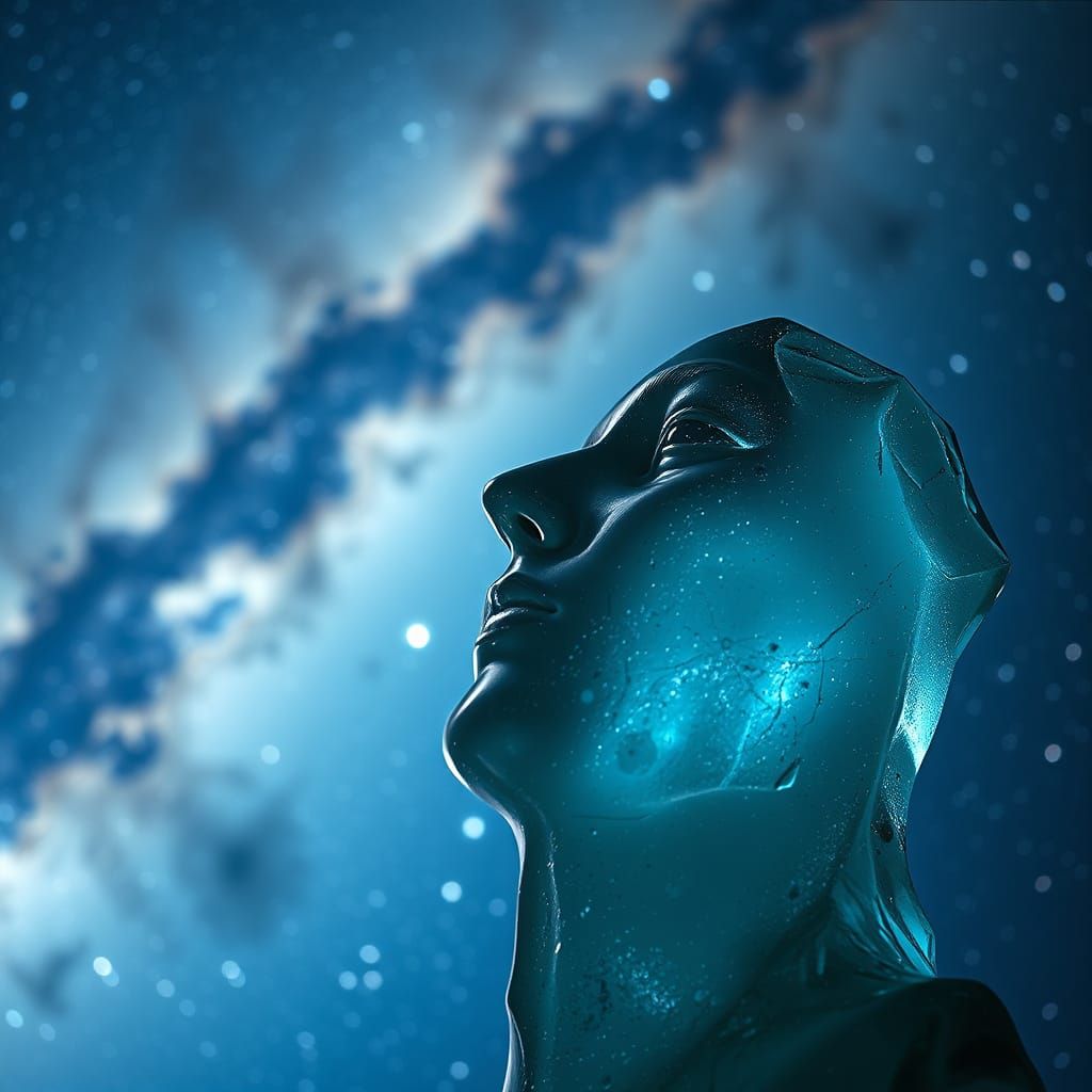 Sea Glass Sculpture in Cosmic Galaxy