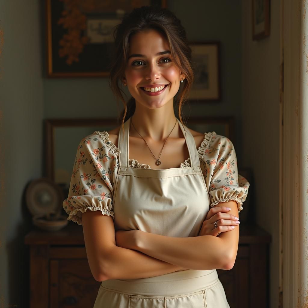 Warm Americana Portrait of Woman in Floral Dress