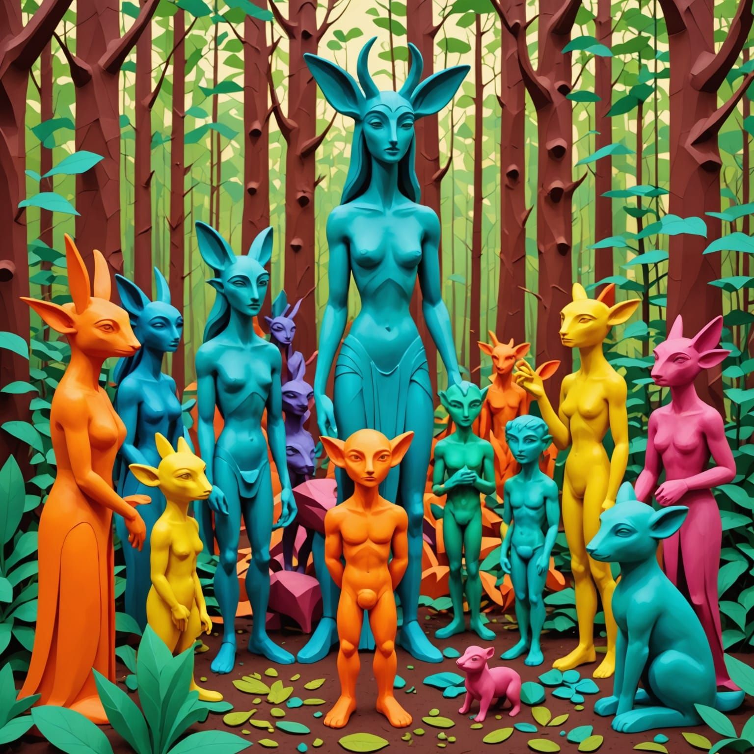 Play-Doh Fairies in Forest, Sculptural Art