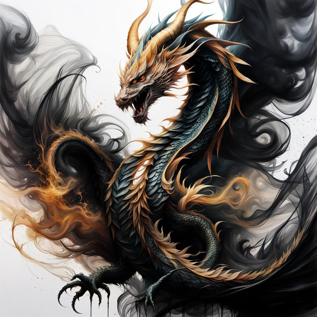 Liquid Smoke Dragon in Graffiti Art Style