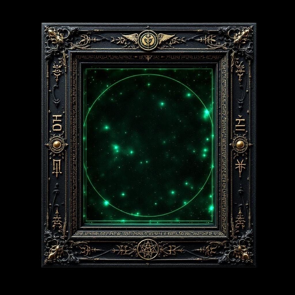 Ceremonial Picture Frame with Sacred Geometry in Giger Style