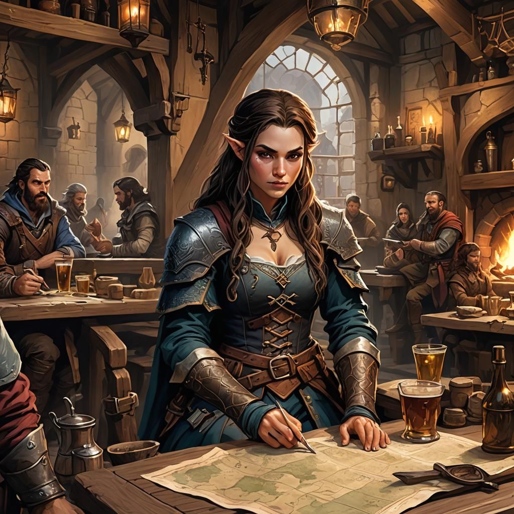 DnD Party Discussing Treasure Map in Tavern