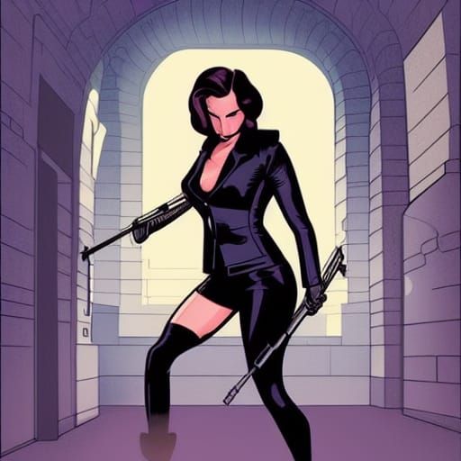 Cold War Spy Woman in Comic Book Style