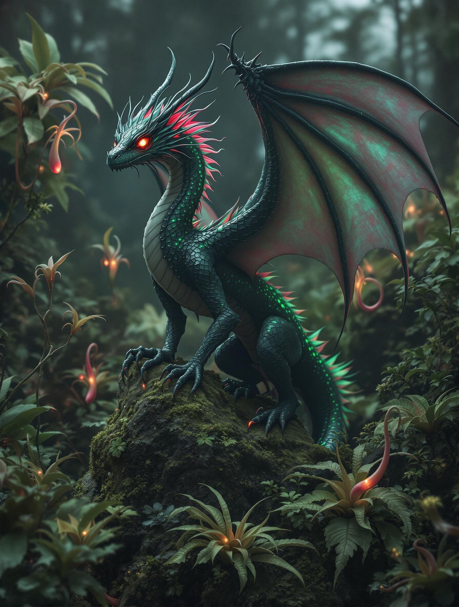 Ethereal Floral Dragon in Dark Brume