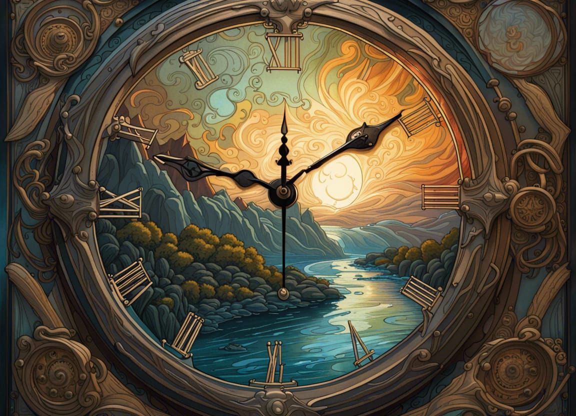 Clock in Art Deco Style with Astral Aurora