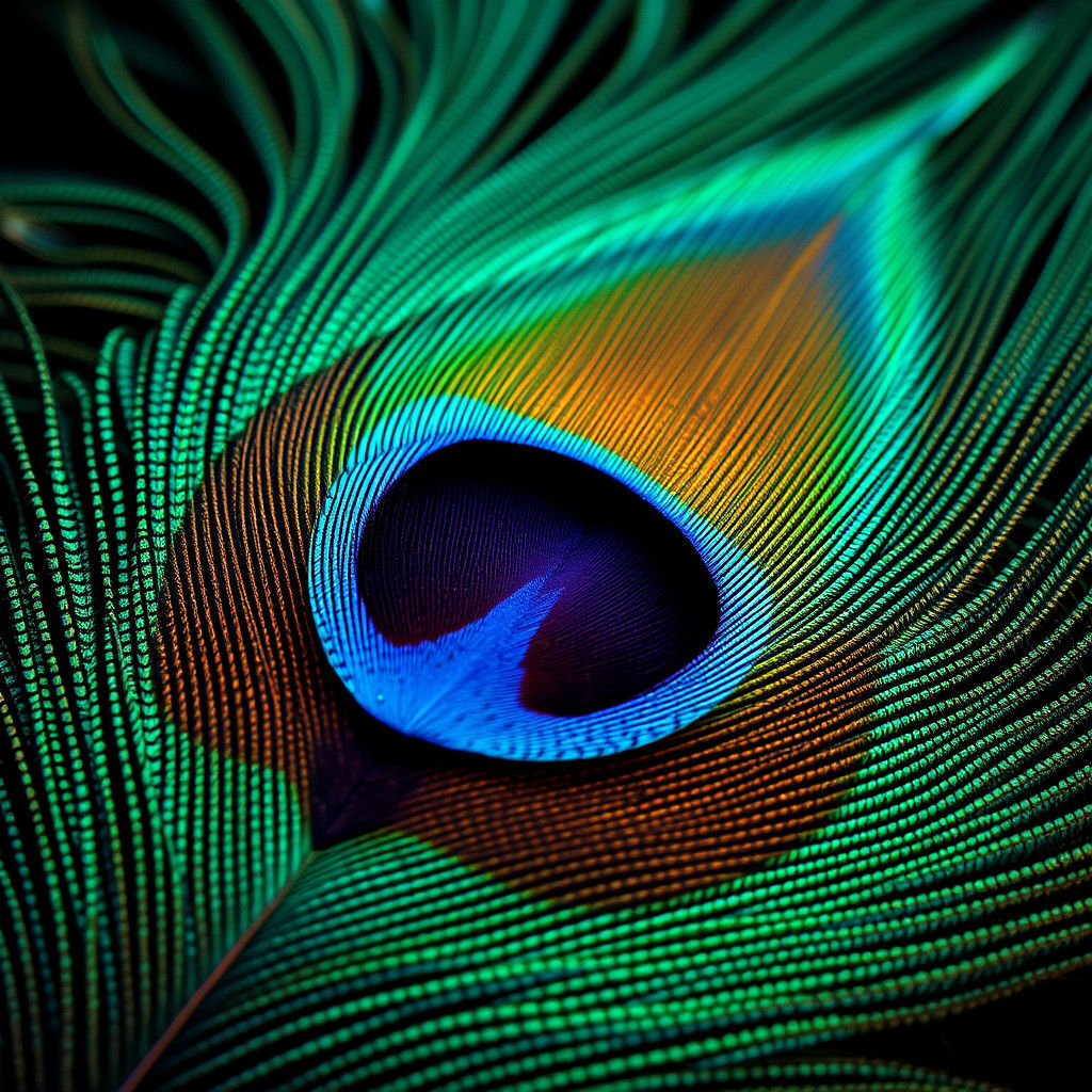 Hyperrealistic Peacock Feather Close-Up in HDR