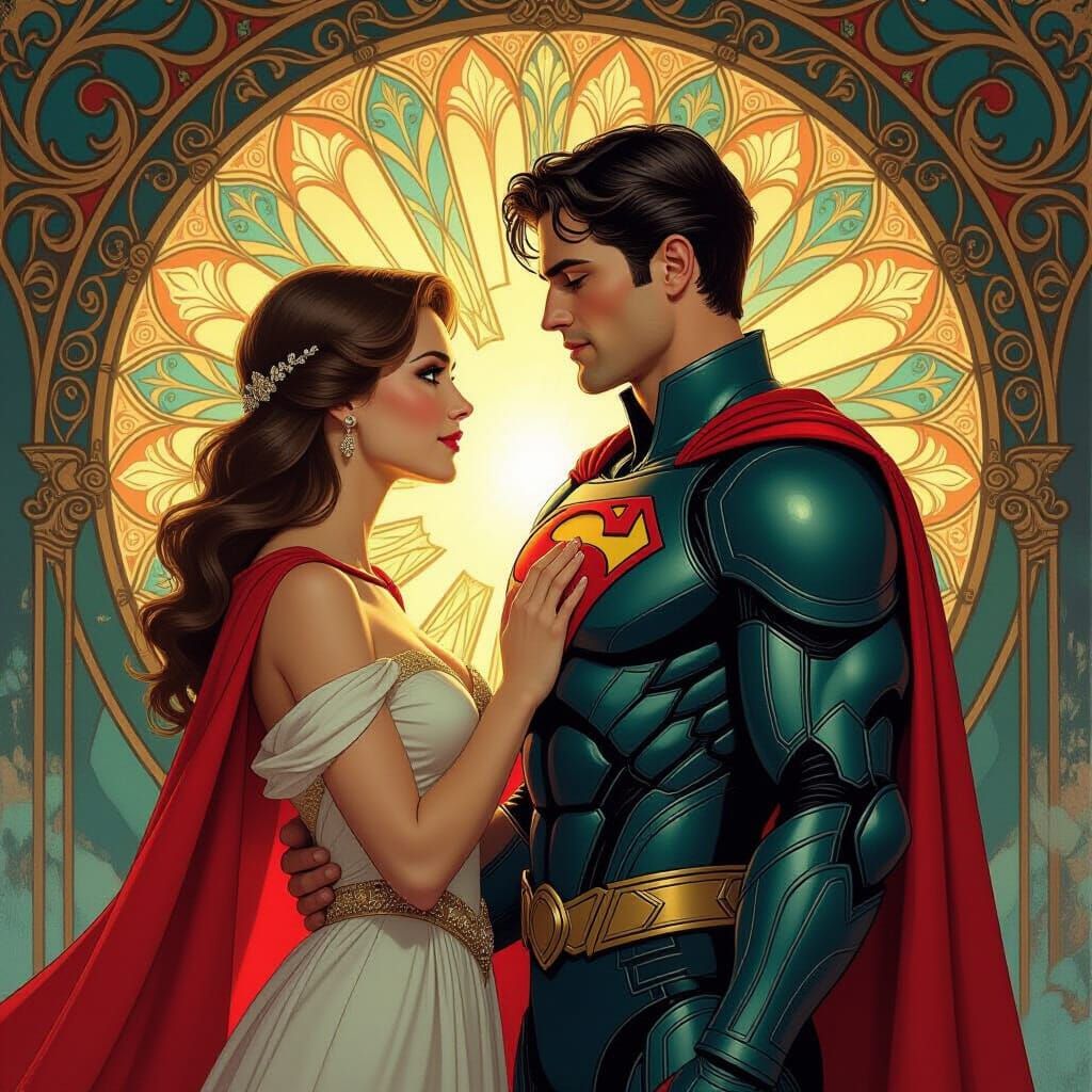 Hero's Grounding Love: A Magical Realism Painting