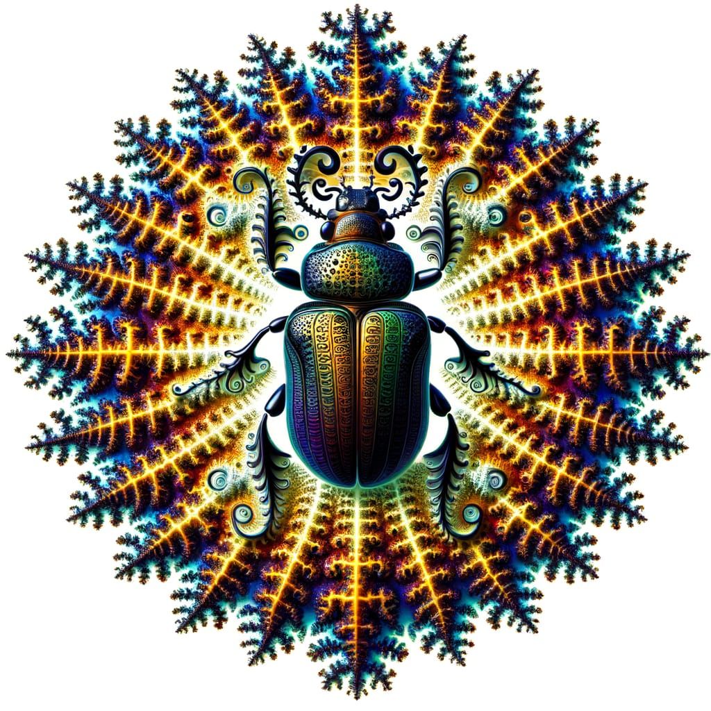 Beetle Emerges from Colorful Mandelbrot Fractal Set