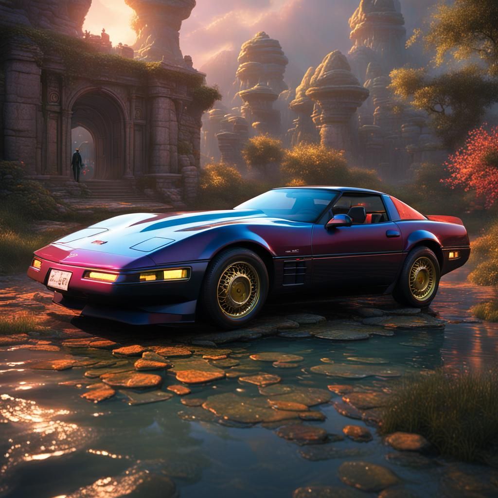 Frankenstein Corvette: Detailed Matte Painting in 8K