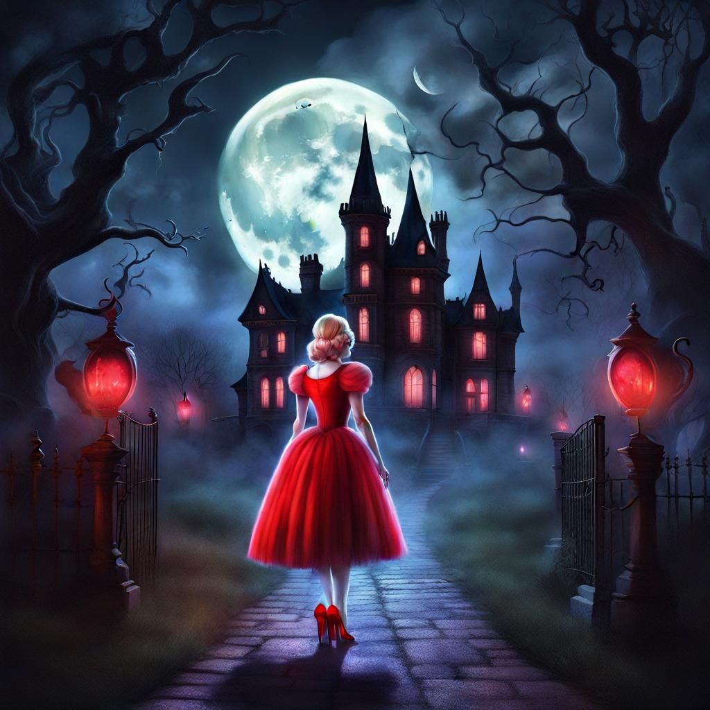 Spooky Haunted House Fairytale in Gothic Watercolor