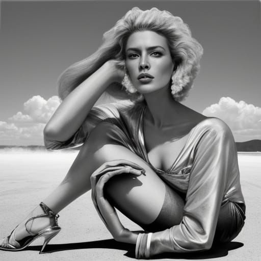 Photorealistic Model Portrait Inspired by Herb Ritts
