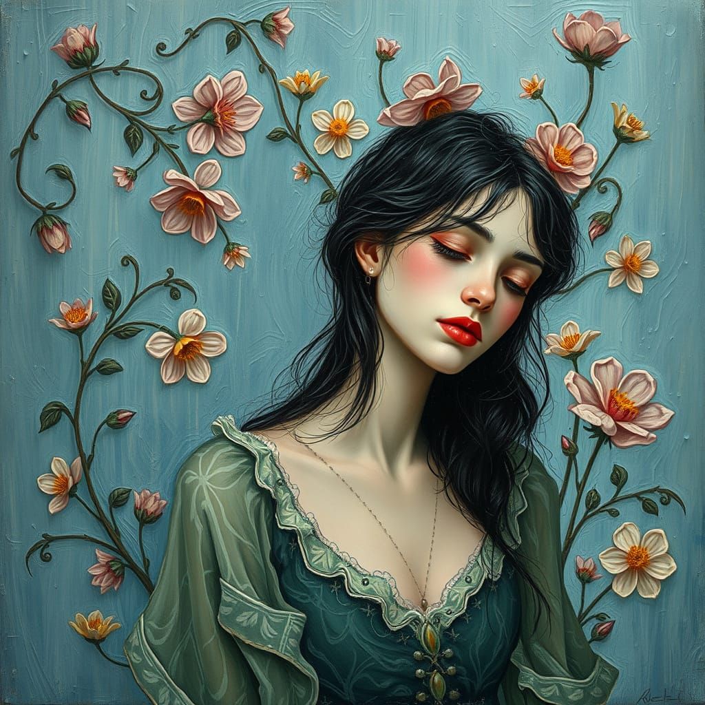 Dreamlike Woman Lost in Fading Memories